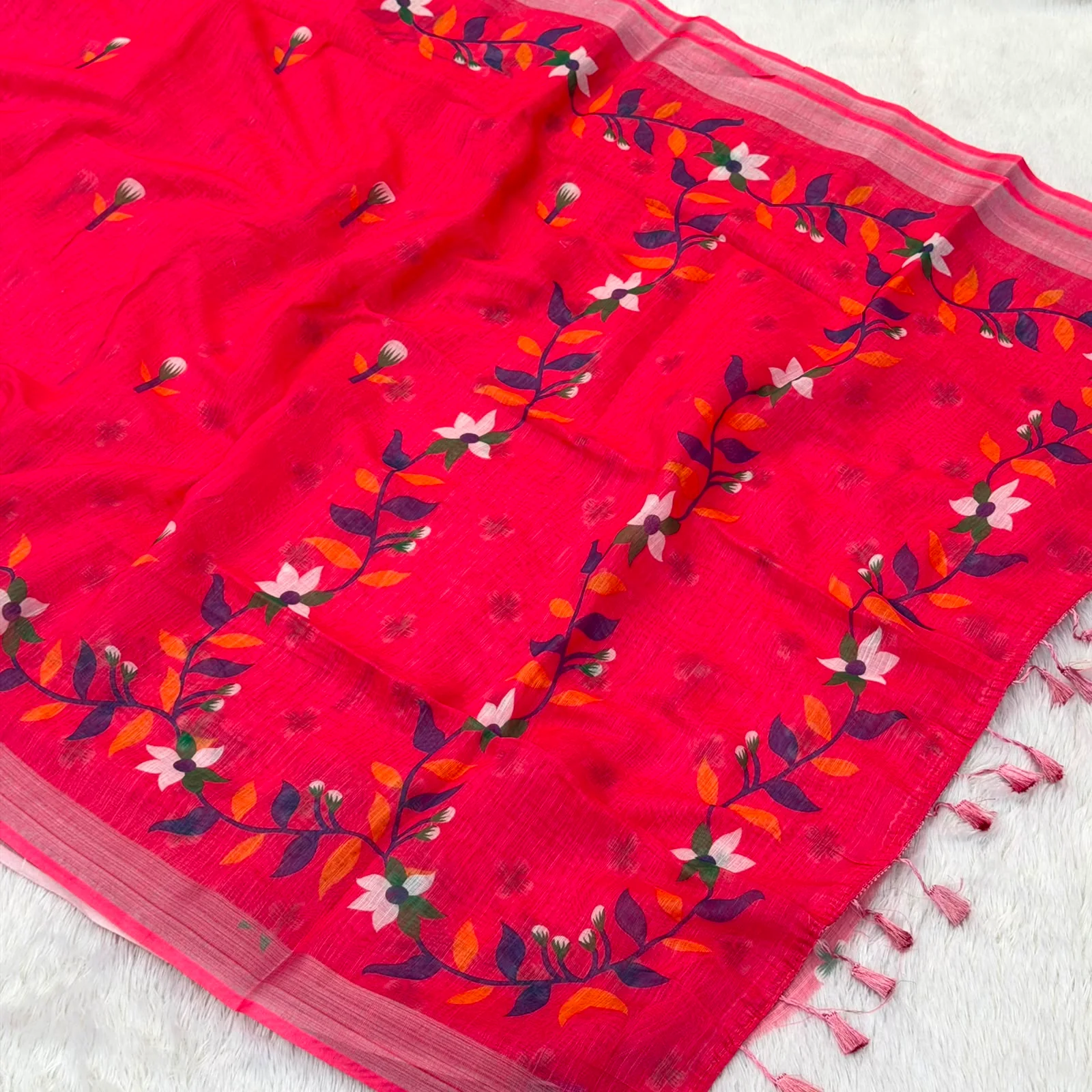 Anamika Cotton Saree - Red