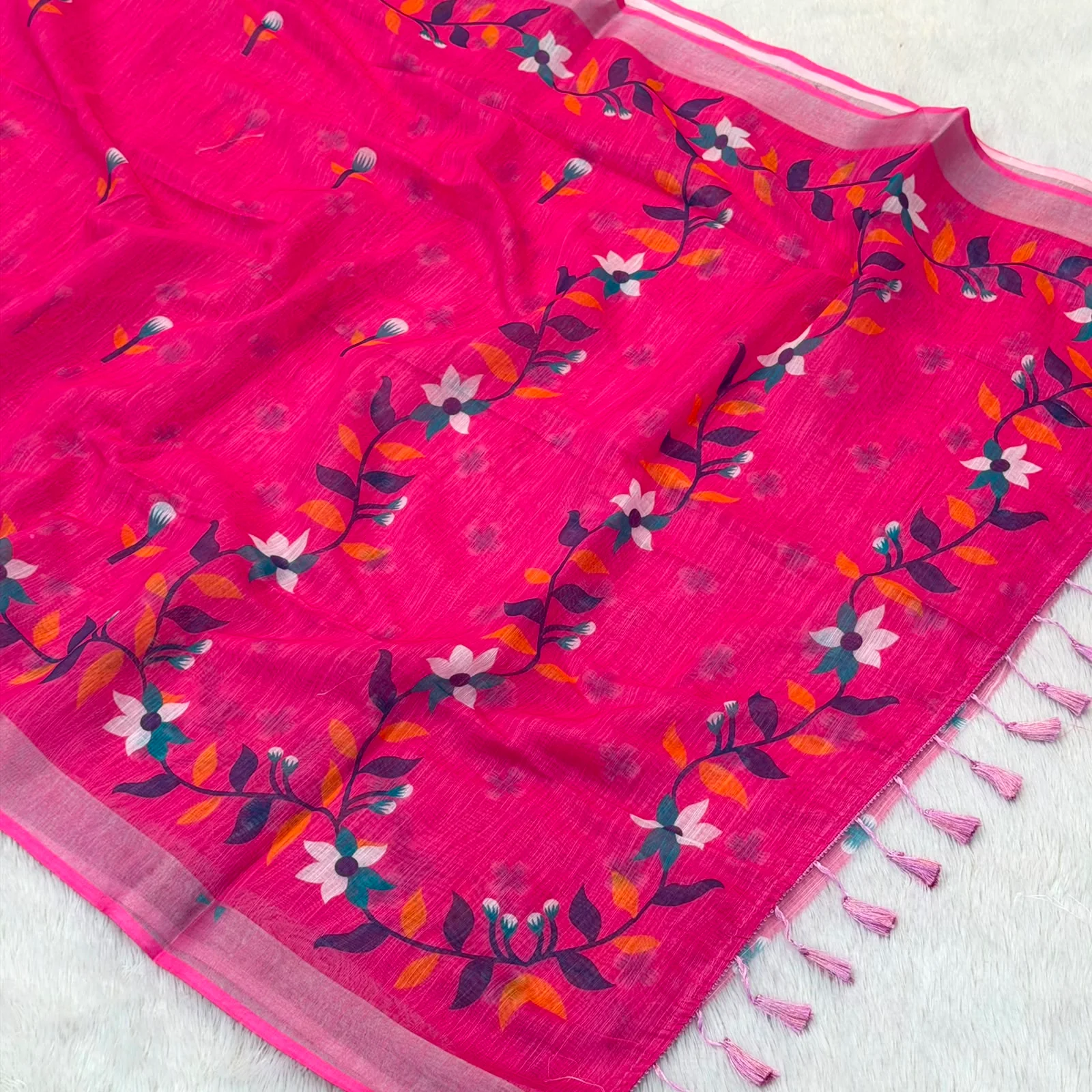 Anamika  Cotton Saree -  Dark Pink