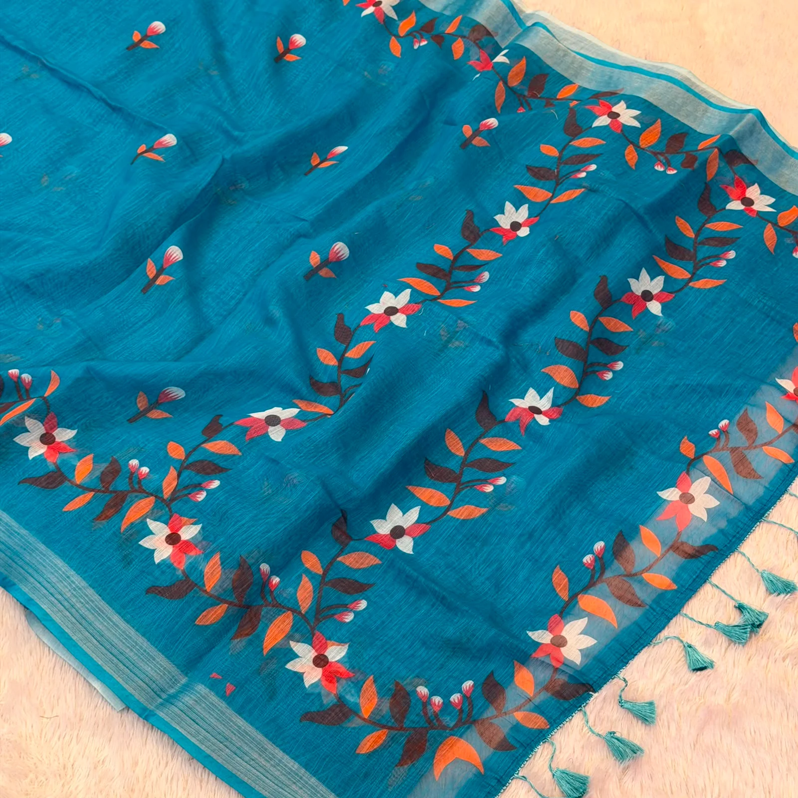 Anamika Cotton Saree - Light Blue