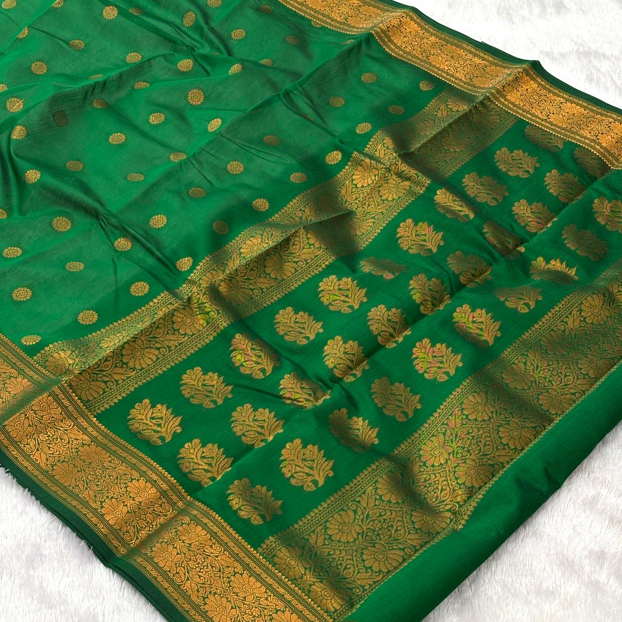 Chanderi Silk Design - Green