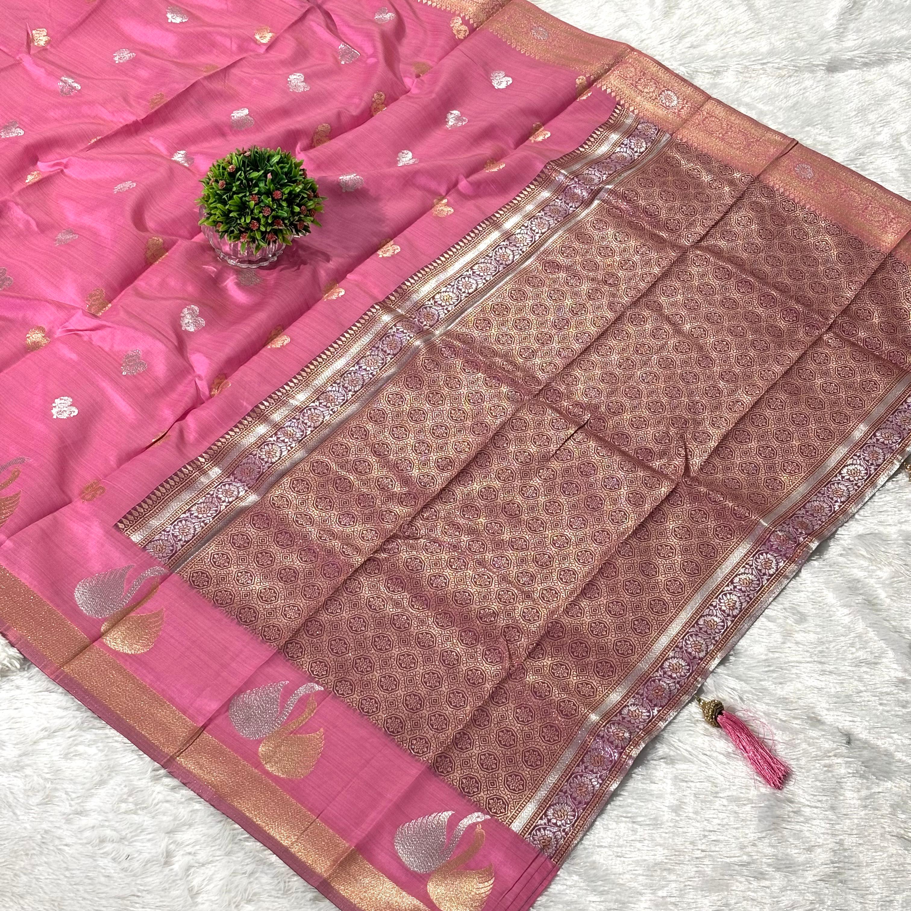 Elegant silk saree - PINK