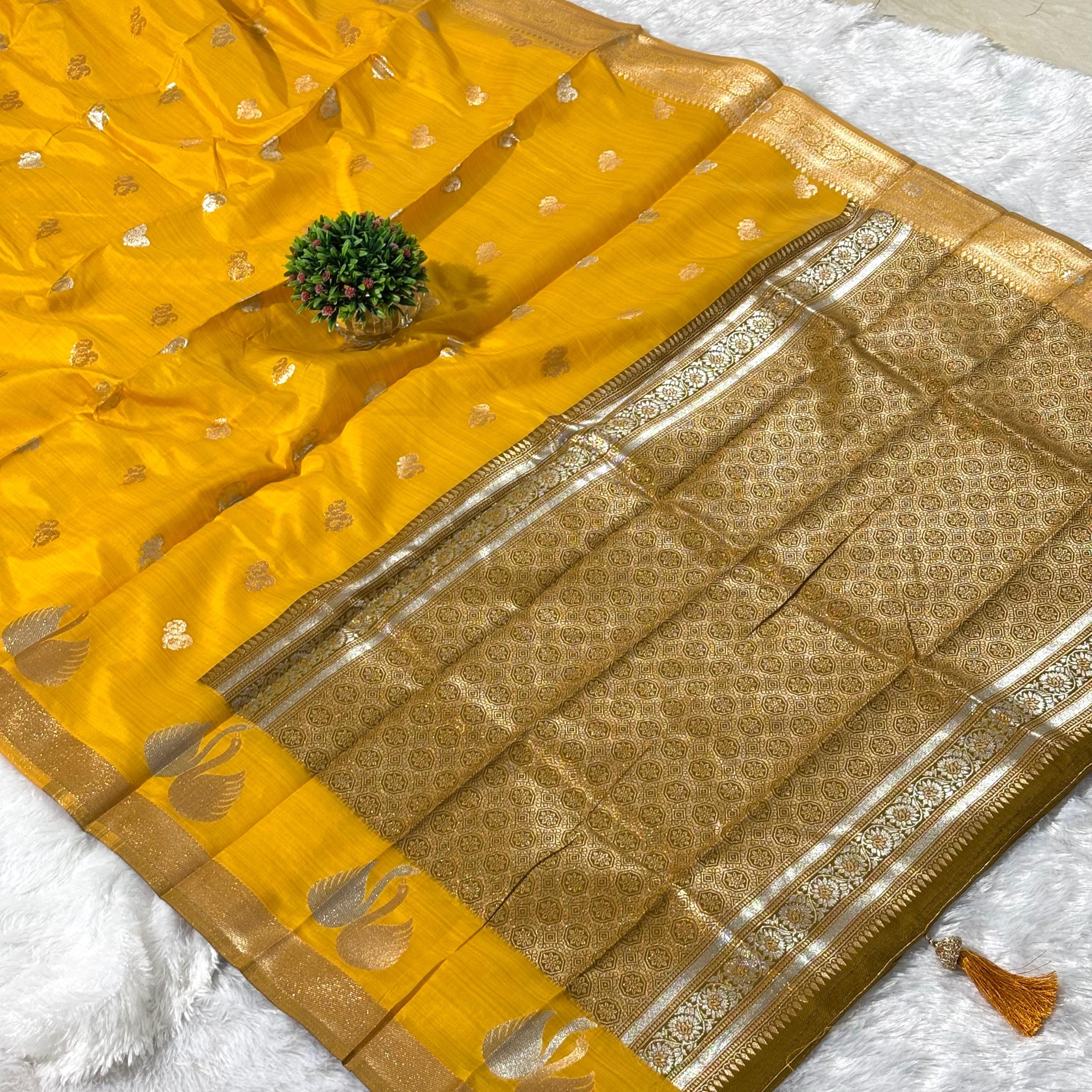 Elegant silk saree - YELLOW