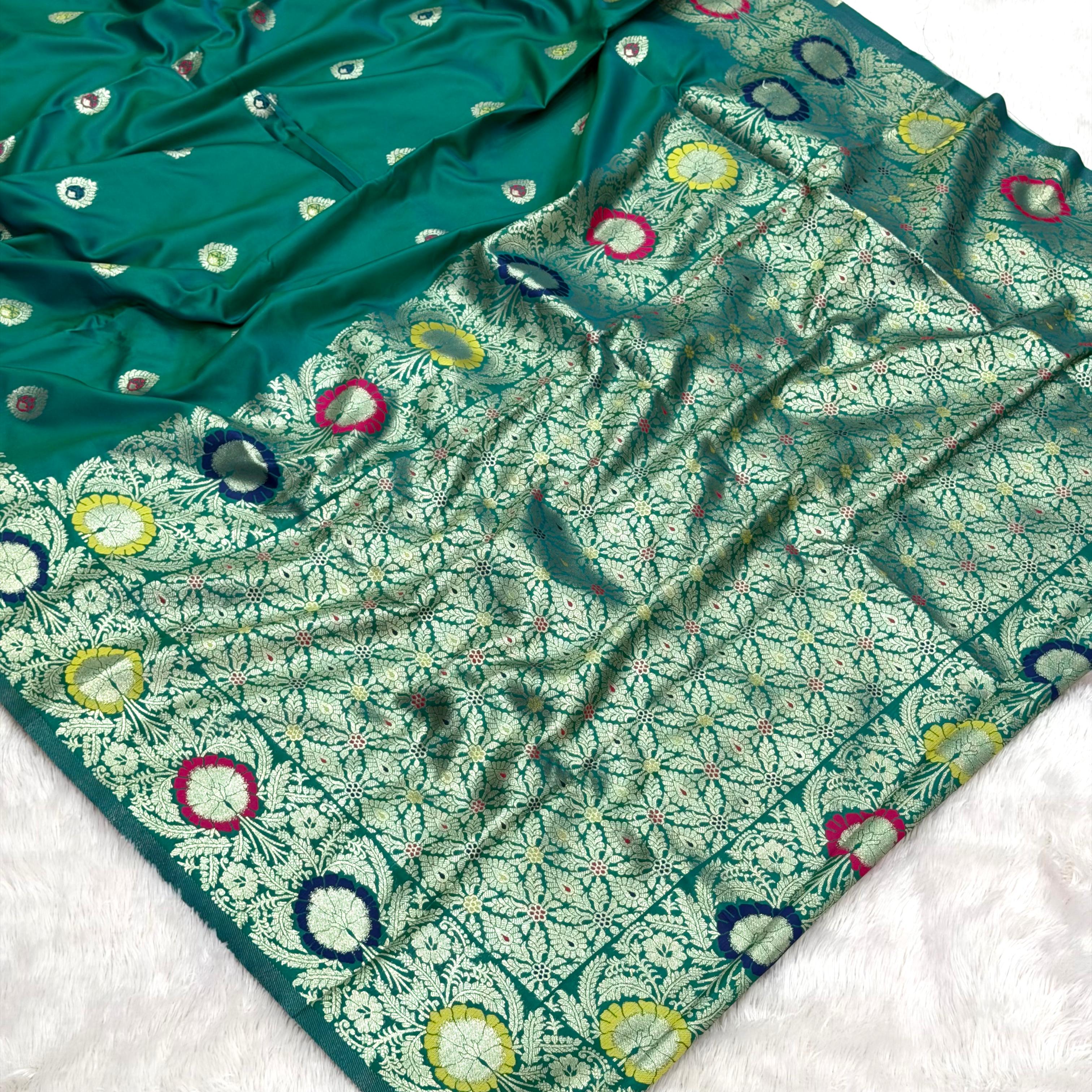 Jasmin Beautiful flower design saree - Green