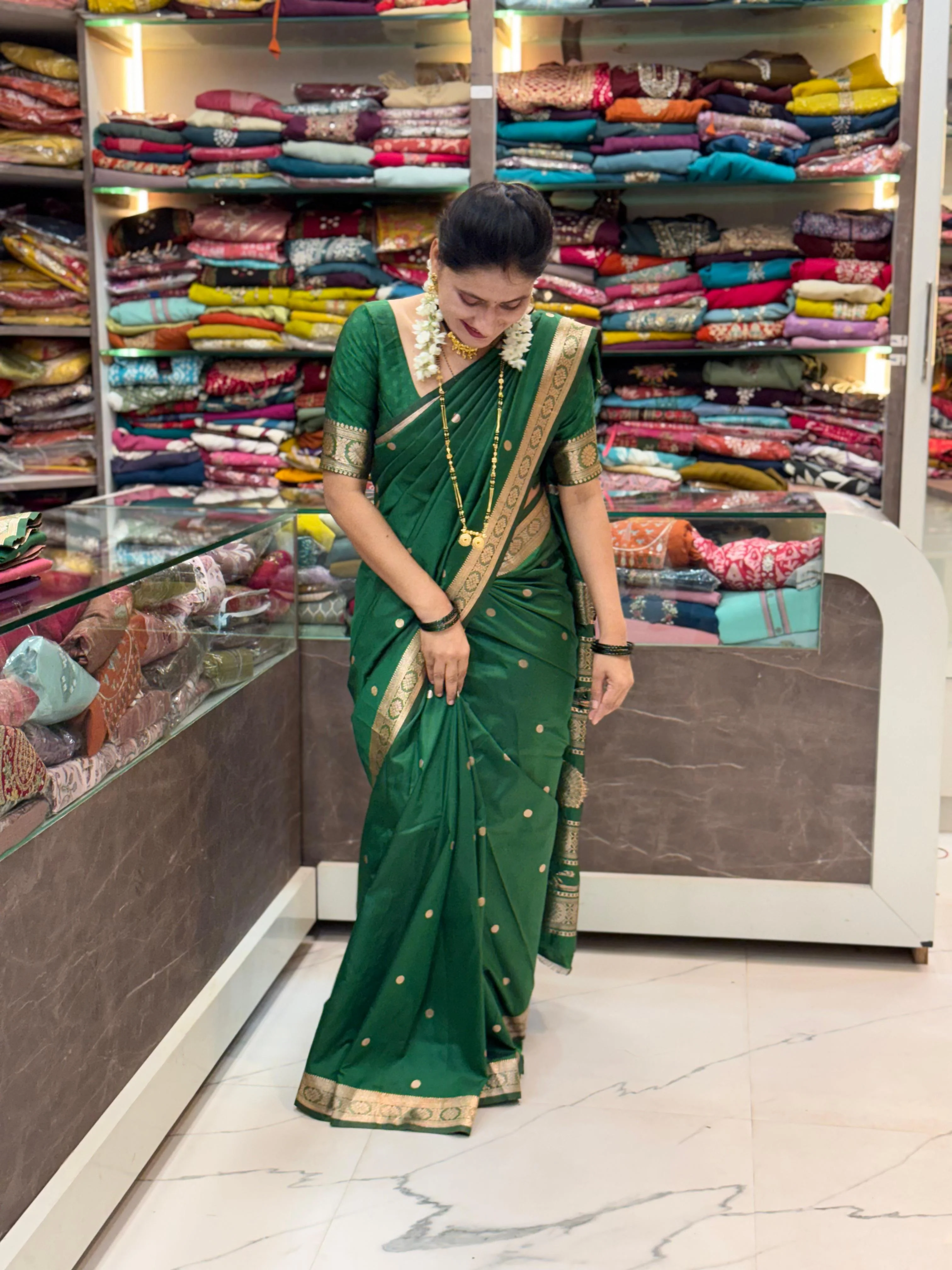 Jijamata Paithani _Green - Image 2