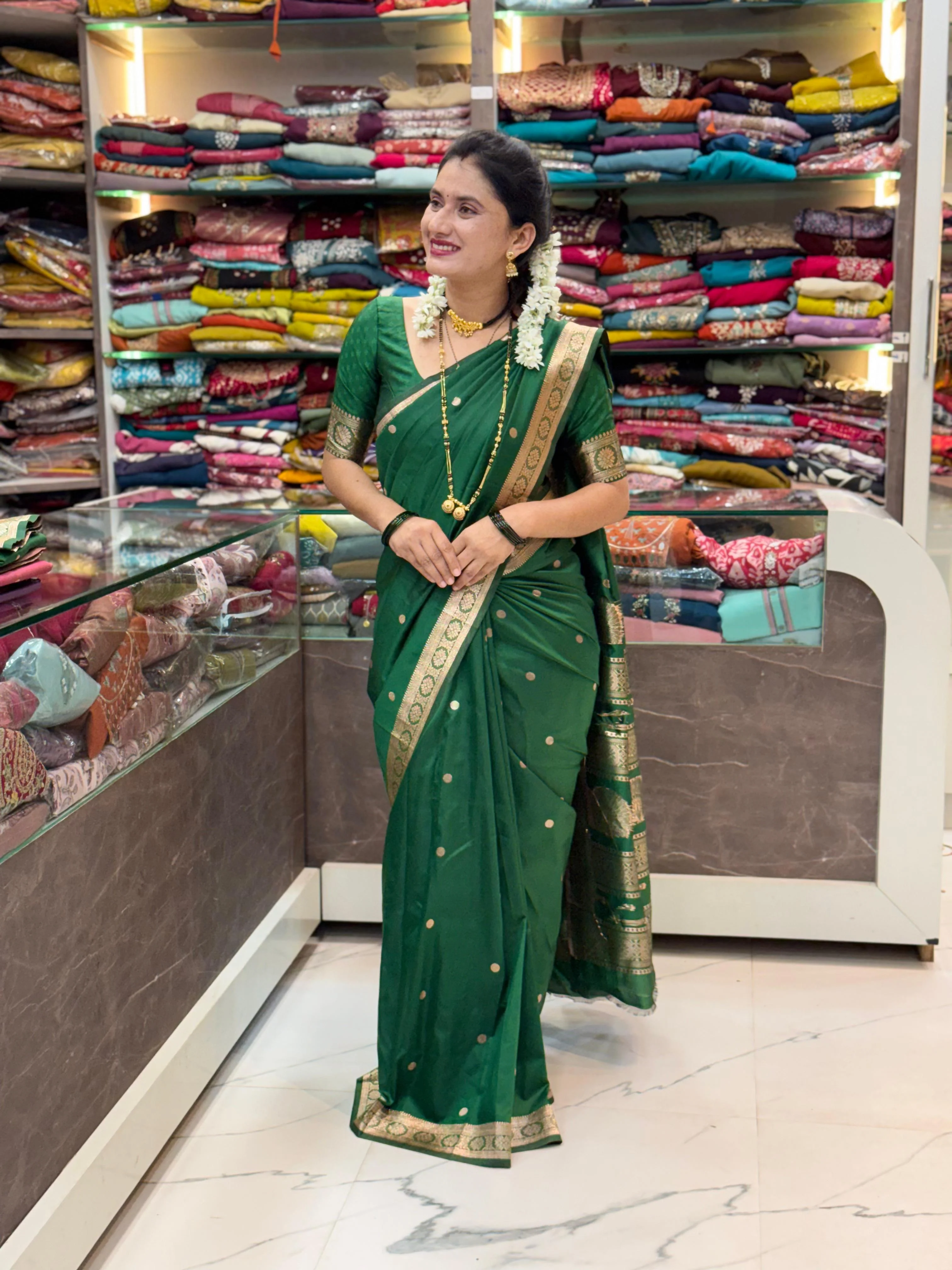 Jijamata Paithani _Green - Image 3