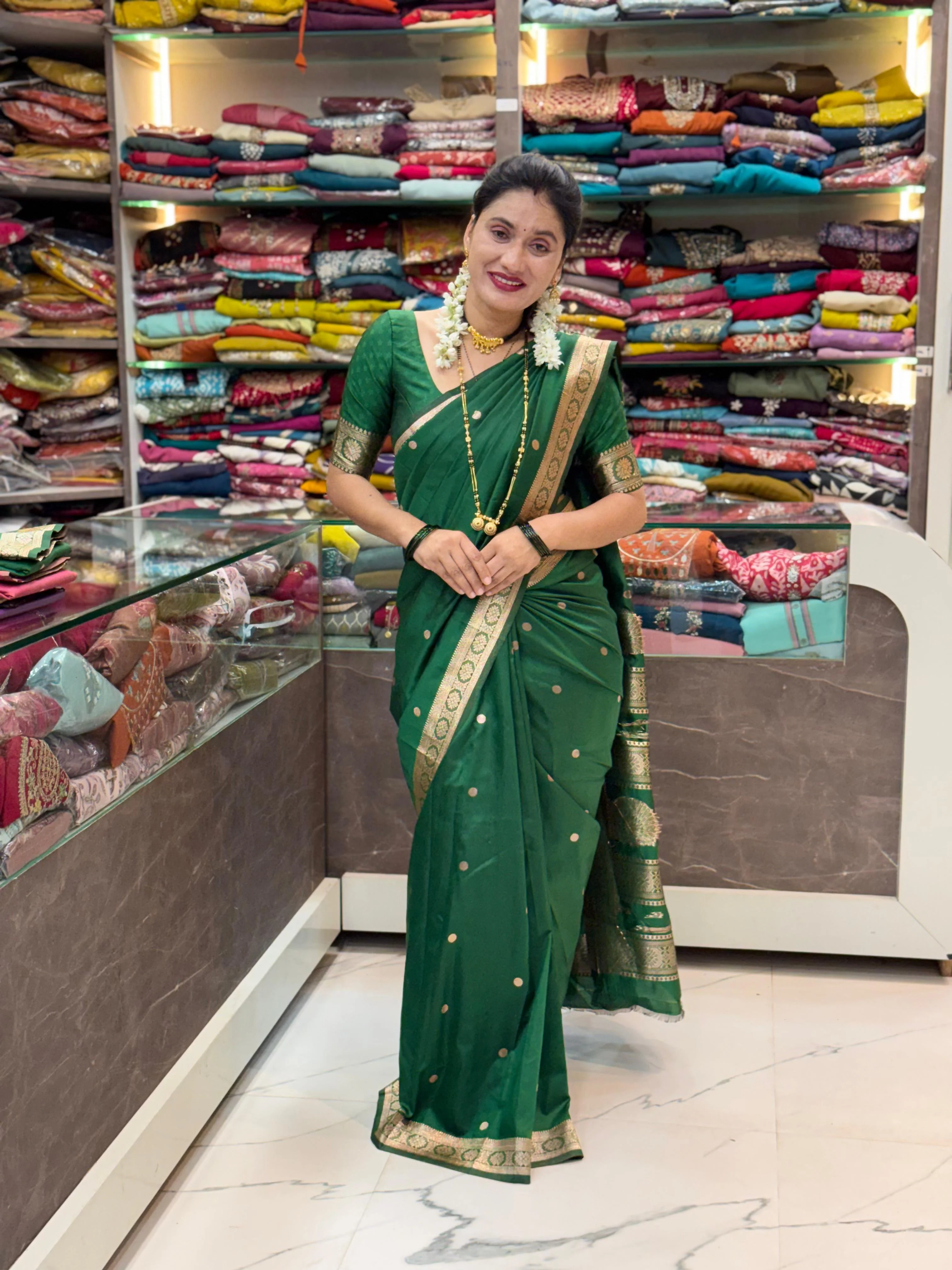 Jijamata Paithani _Green - Image 4