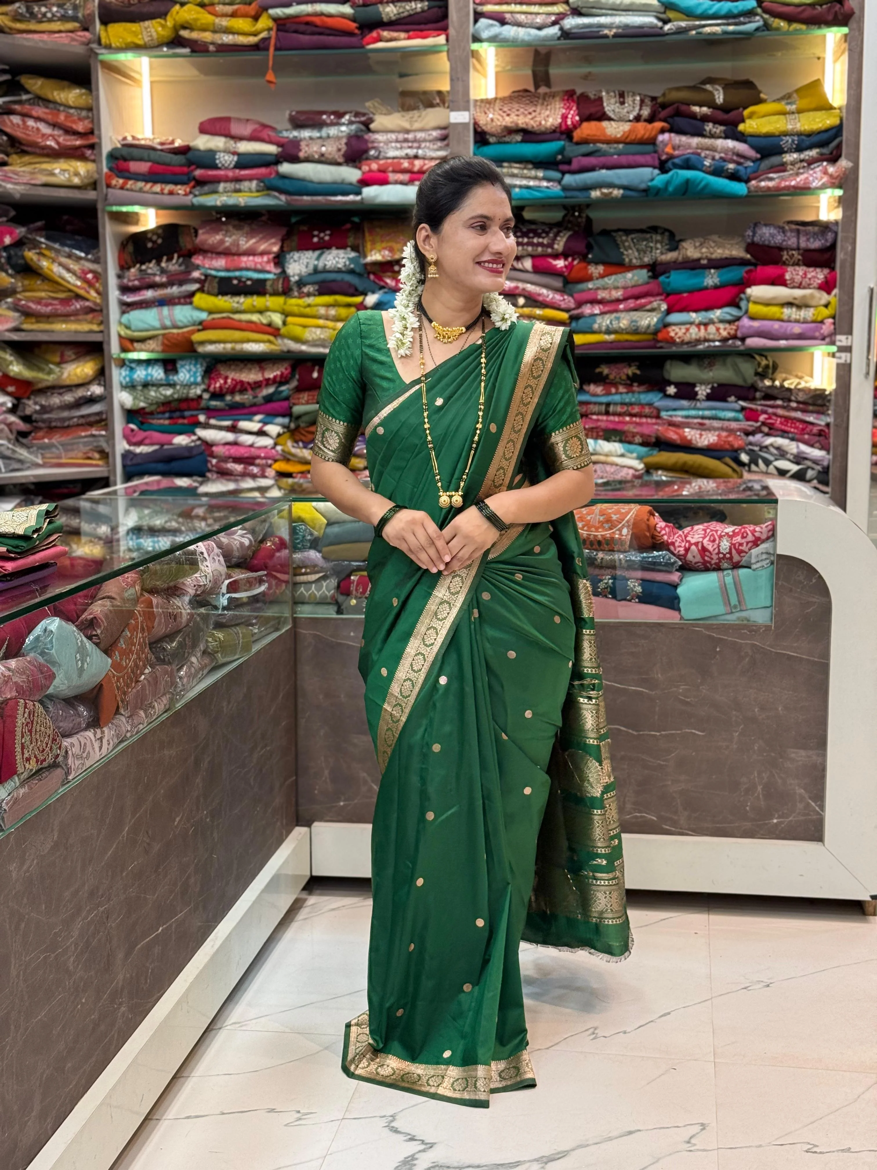 Jijamata Paithani _Green - Image 6