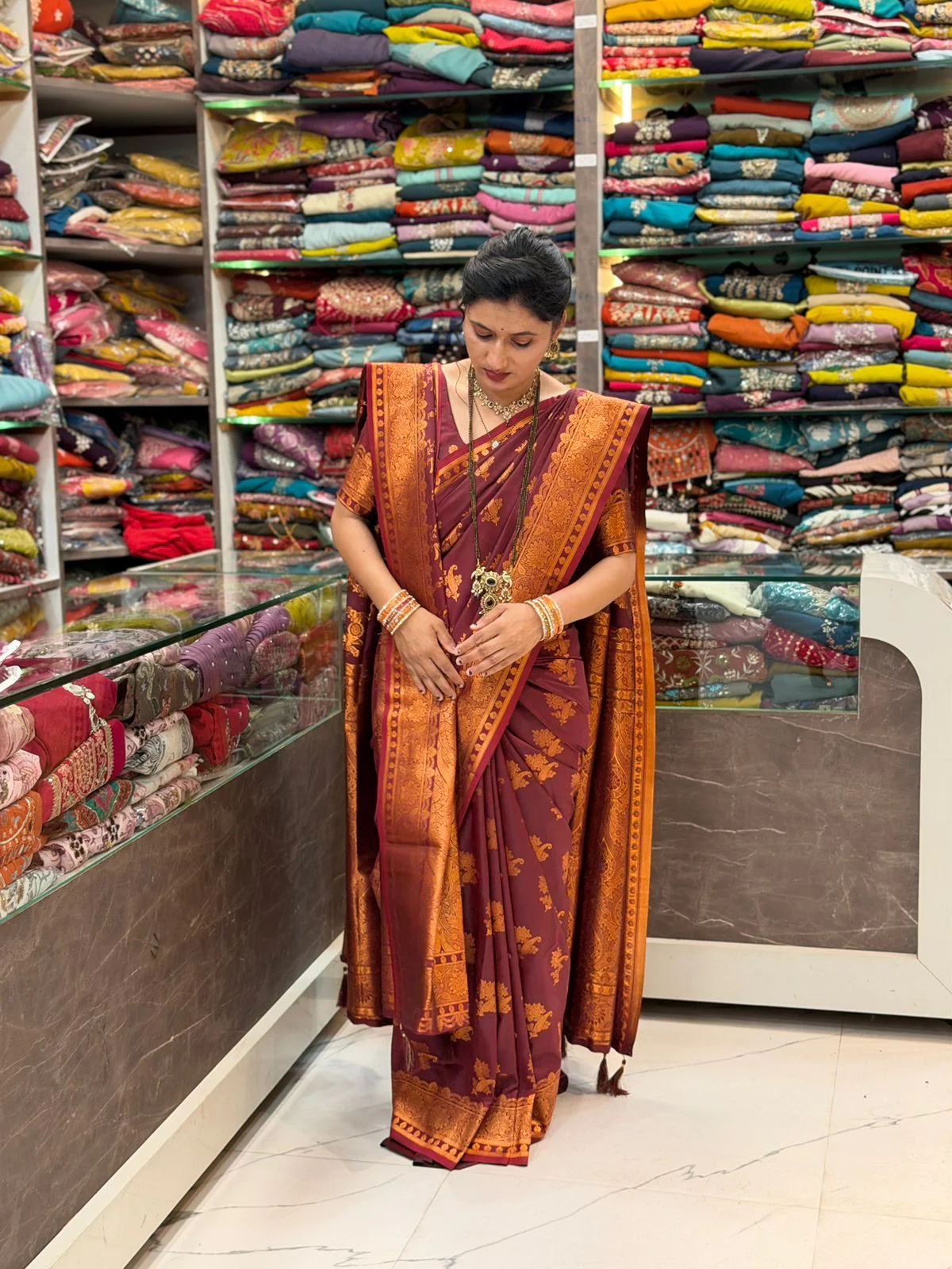 Lagnasarai Special Saree - Brown - Image 2