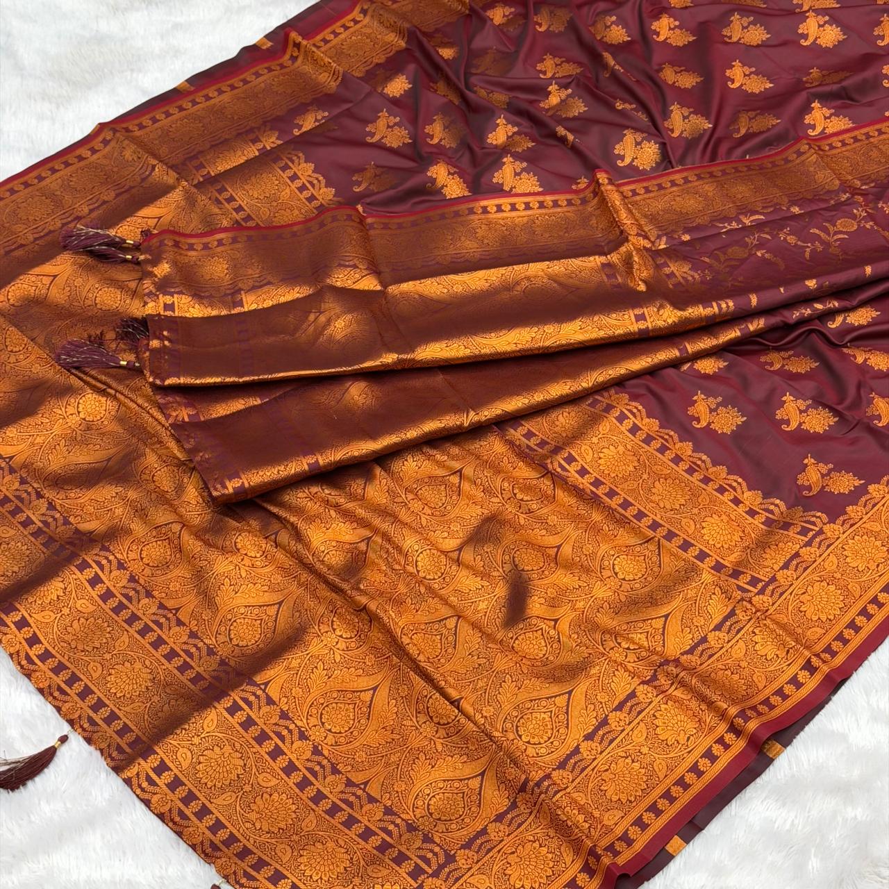 Lagnasarai Special Saree - Brown - Image 3