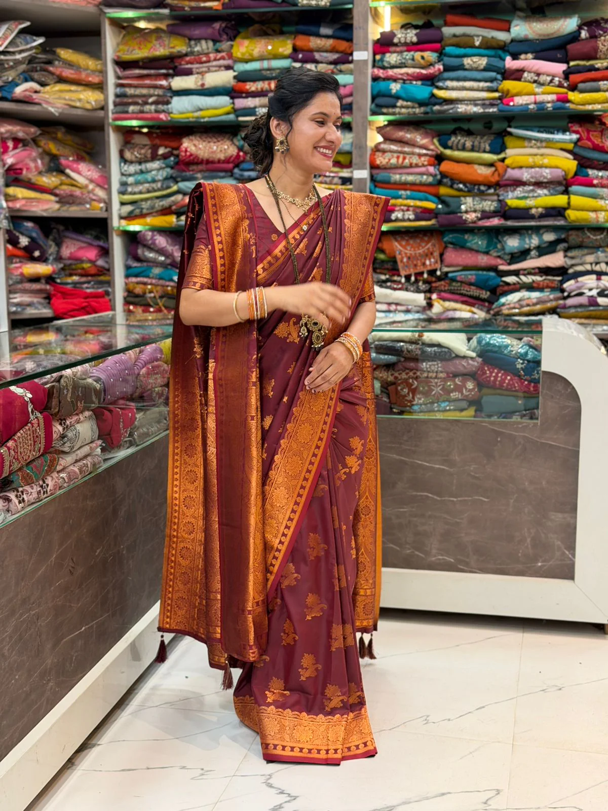 Lagnasarai Special Saree - Brown - Image 4