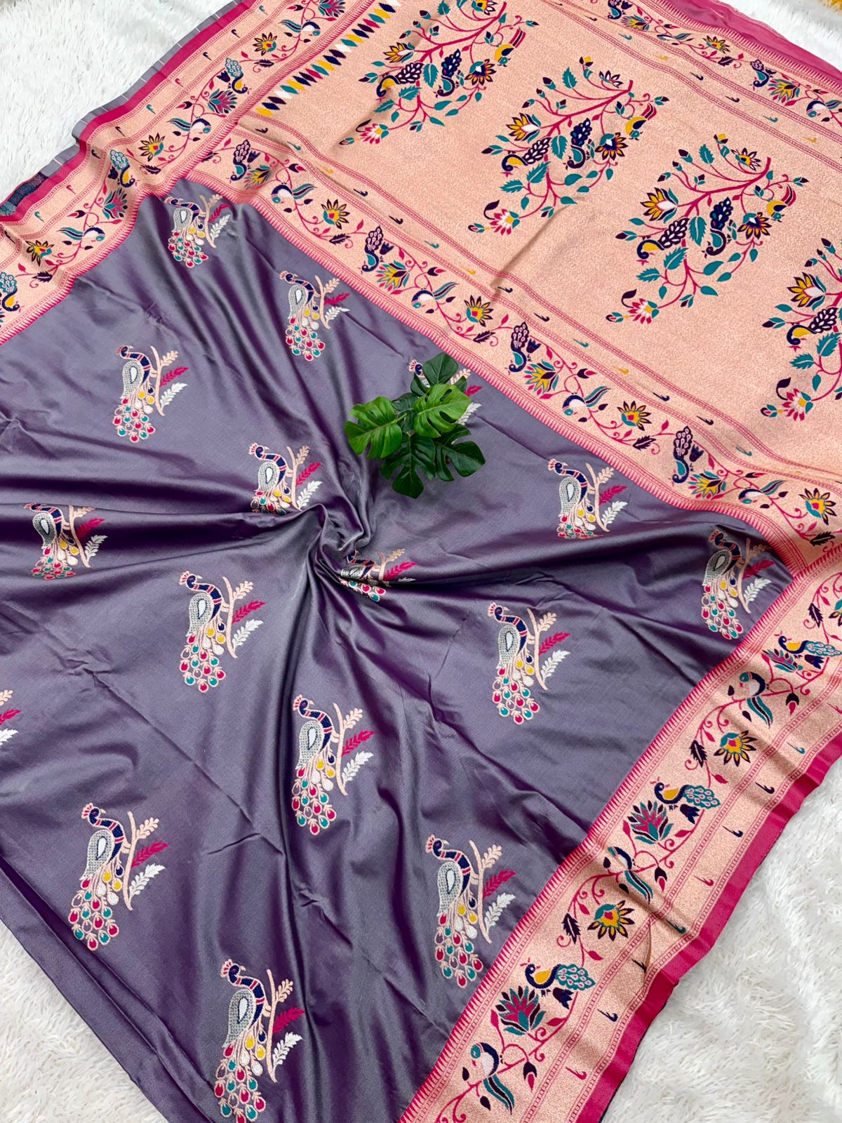 Morapankha Soft Silk Saree_Dusty Lavender