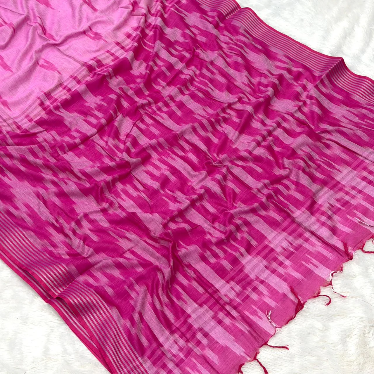 Naina Cotton Saree- Pink with Dark Pink