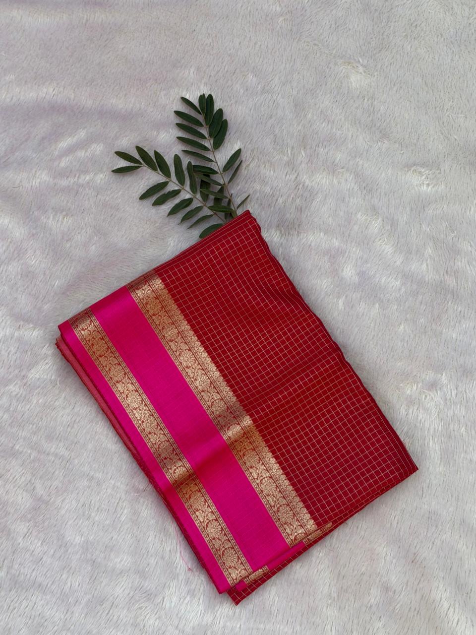 Namarata South Indian Pattern Saree - Orange - Image 2