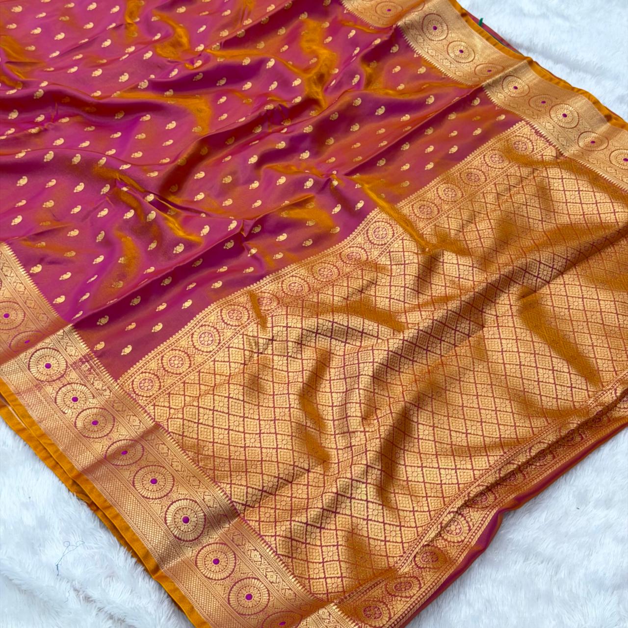 Nandini Bhumkai Saree- Dark Pink Shade