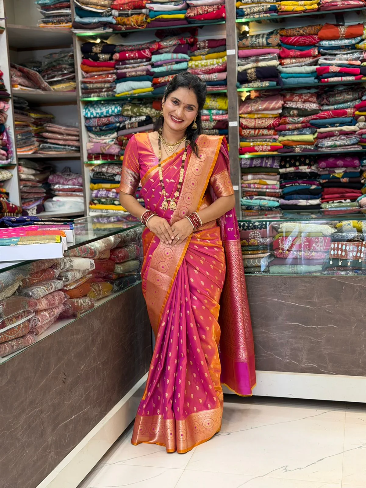 Nandini Bhumkai Saree- Orange Shade - Image 2
