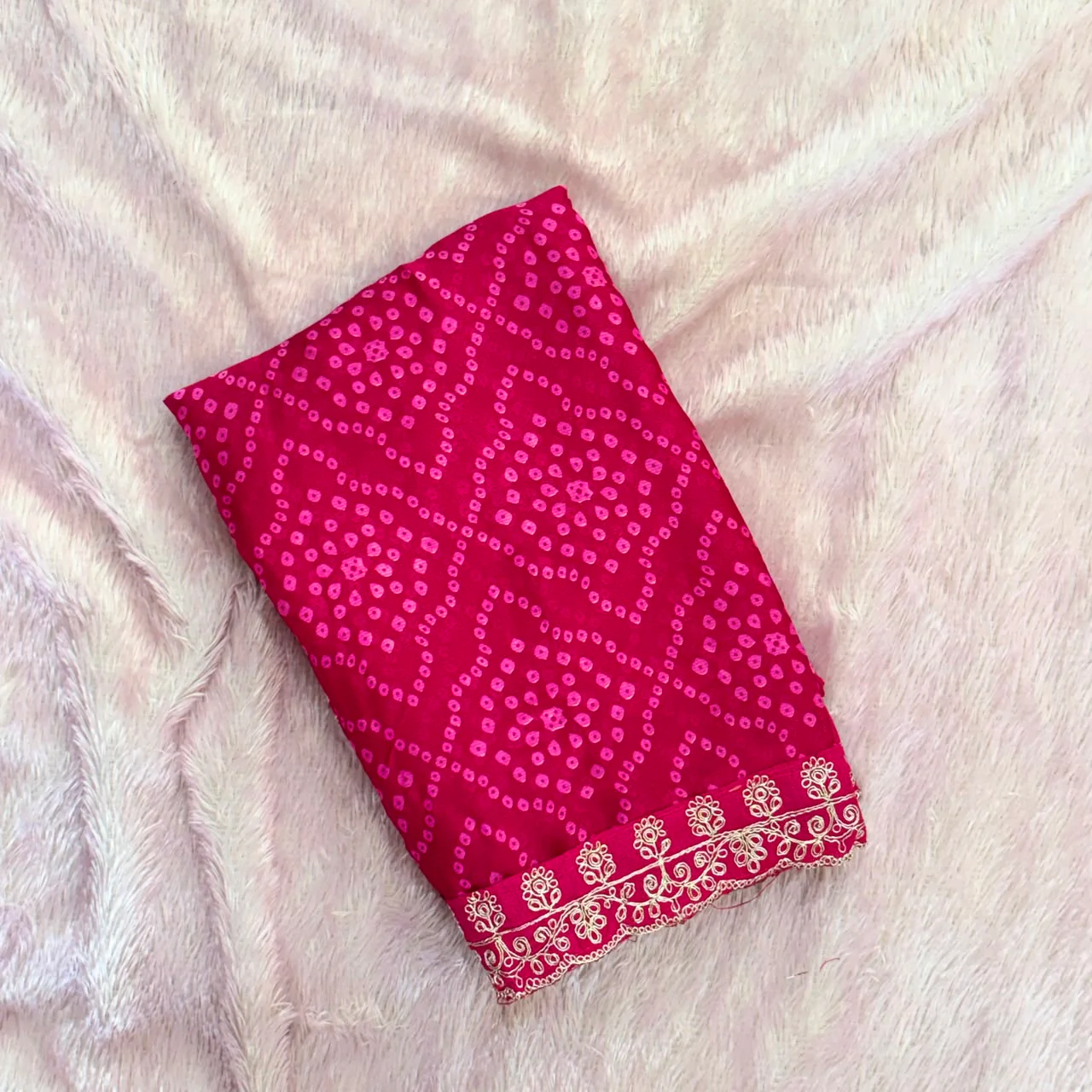Shiffone Bandhani Saree - Pink