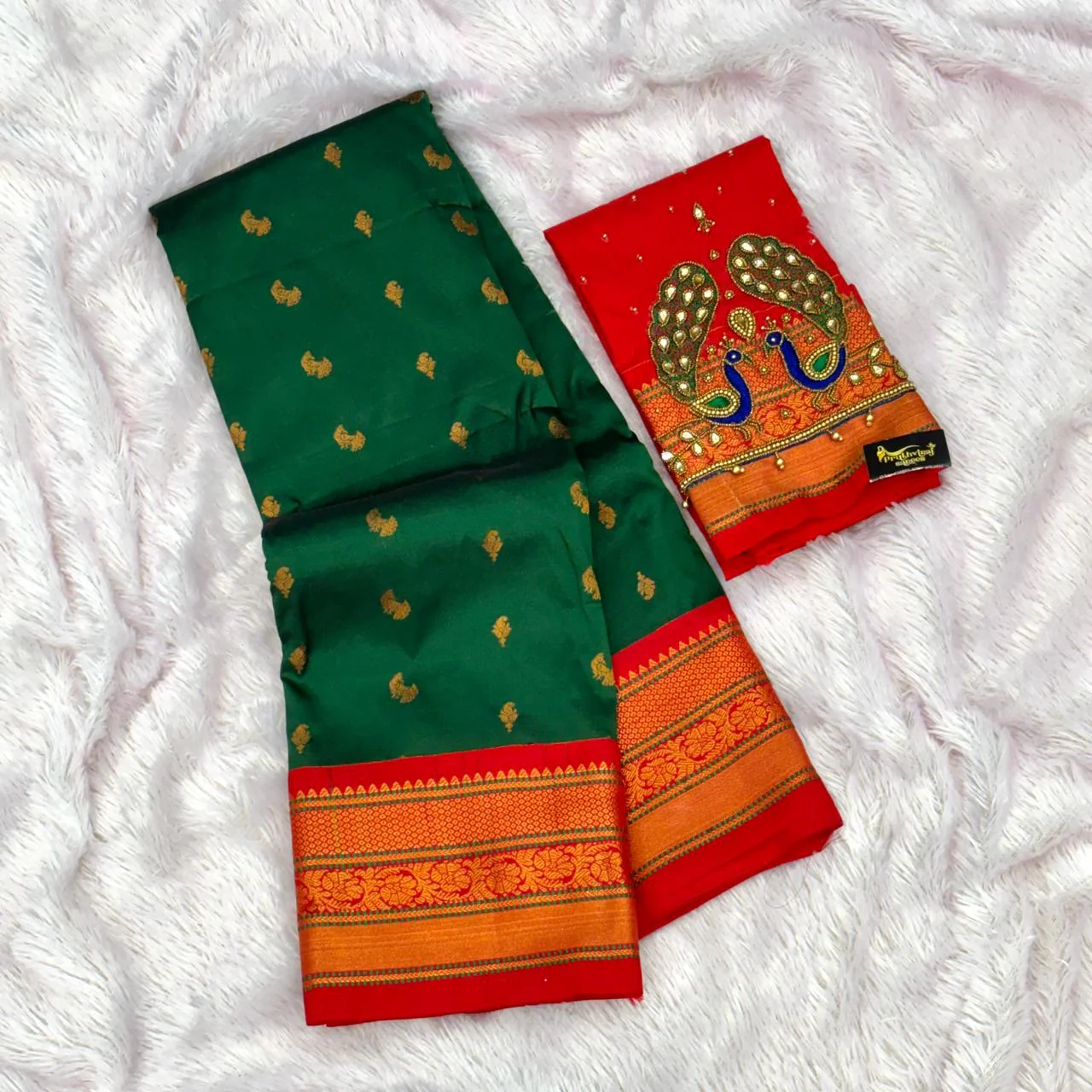 Tana Silk Saree - Bottle Green