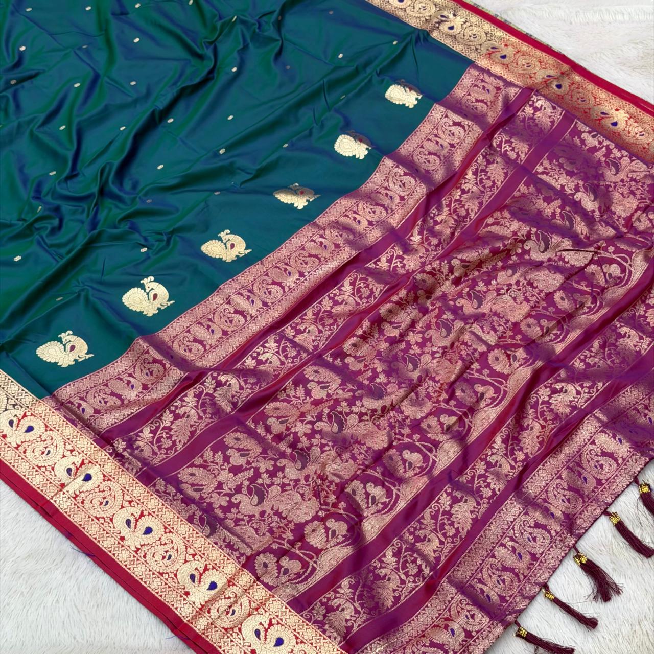 Traditional Silk Peshwai Saree - Morpankhi - Image 6